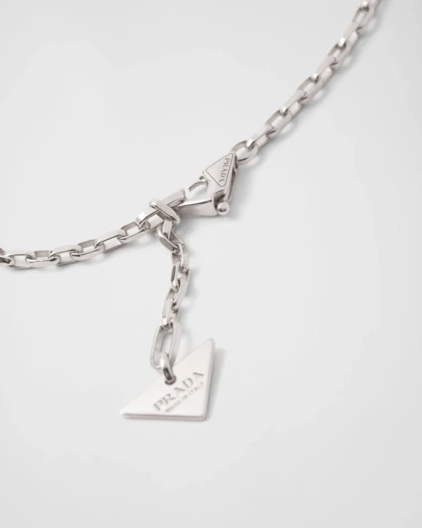 Necklaces*Prada Eternal Gold mini triangle pendant necklace in white gold and diamonds Whitegold/white