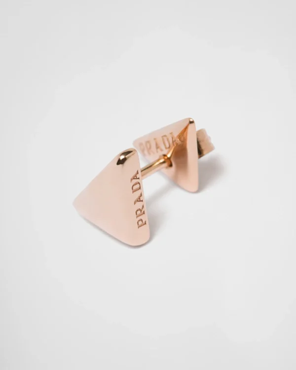 Earrings And Brooches*Prada Eternal Gold nano triangle mono earring in pink gold Rosegold