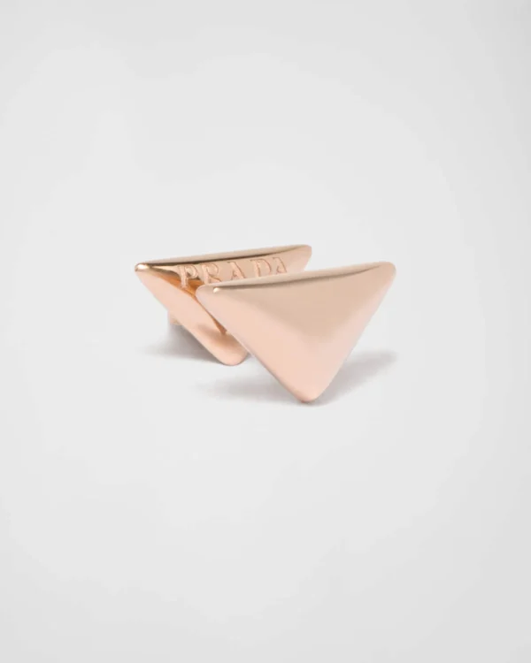 Earrings And Brooches*Prada Eternal Gold nano triangle mono earring in pink gold Rosegold