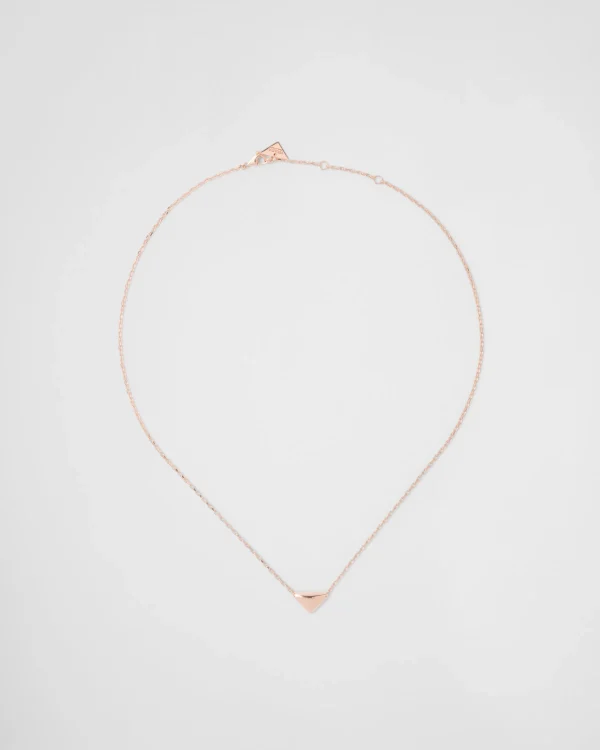 Necklaces*Prada Eternal Gold necklace in pink gold with nano triangle pendant Rosegold