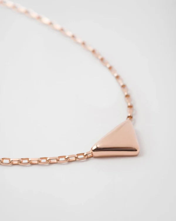 Necklaces*Prada Eternal Gold necklace in pink gold with mini triangle pendant Rosegold