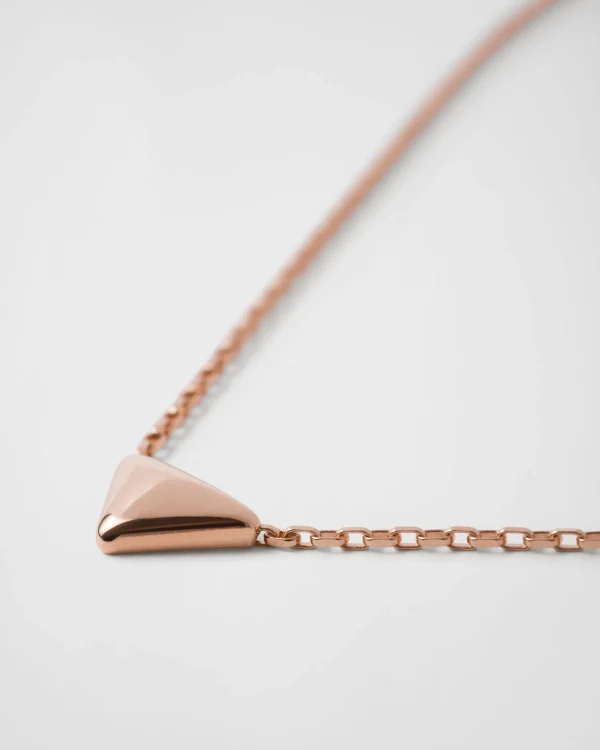 Necklaces*Prada Eternal Gold necklace in pink gold with nano triangle pendant Rosegold