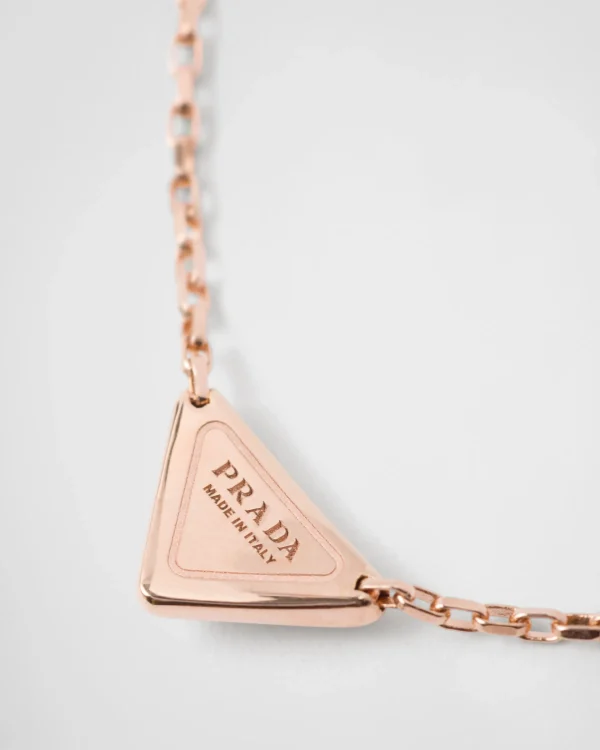 Necklaces*Prada Eternal Gold necklace in pink gold with nano triangle pendant Rosegold