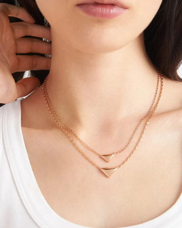 Necklaces*Prada Eternal Gold necklace in pink gold with nano triangle pendant Rosegold