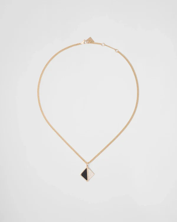 Necklaces*Prada Eternal Gold pendant necklace in yellow gold with diamonds and onyx Gold/onyx/white