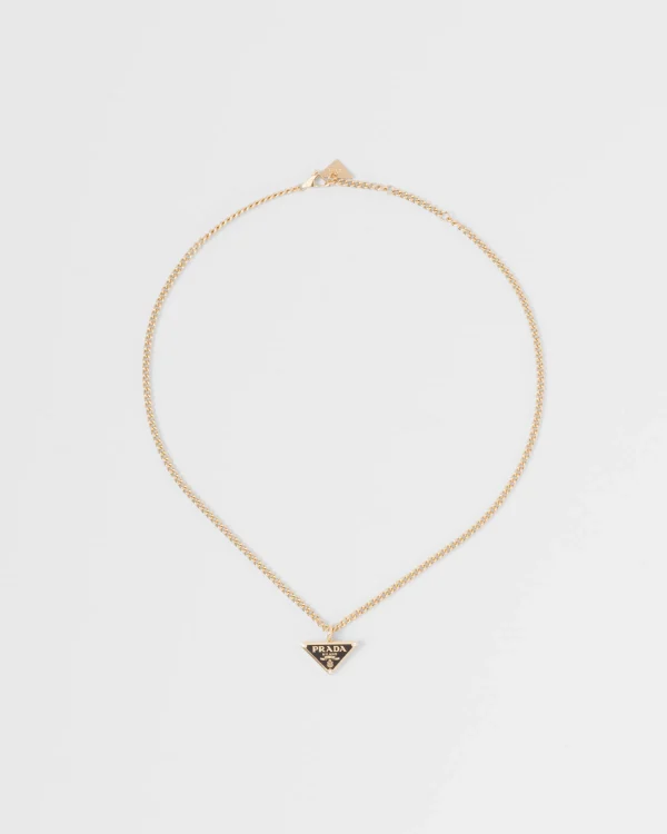 Necklaces*Prada Eternal Gold pendant necklace in yellow gold with diamonds Gold/black/white