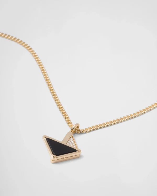 Necklaces*Prada Eternal Gold pendant necklace in yellow gold with diamonds and onyx Gold/onyx/white