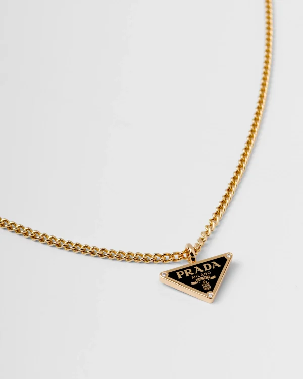 Necklaces*Prada Eternal Gold pendant necklace in yellow gold with diamonds Gold/black/white