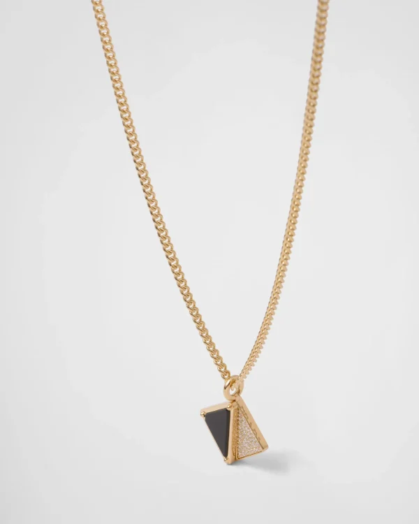 Necklaces*Prada Eternal Gold pendant necklace in yellow gold with diamonds and onyx Gold/onyx/white