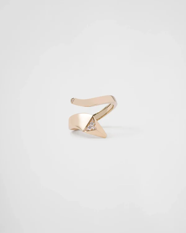 Rings*Prada Eternal Gold snake mini ring in yellow gold and diamonds Gold/white