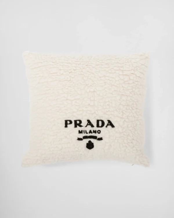 Games And Home Accessories*Prada Faux-fur cashmere and wool throw pillow Tan/black