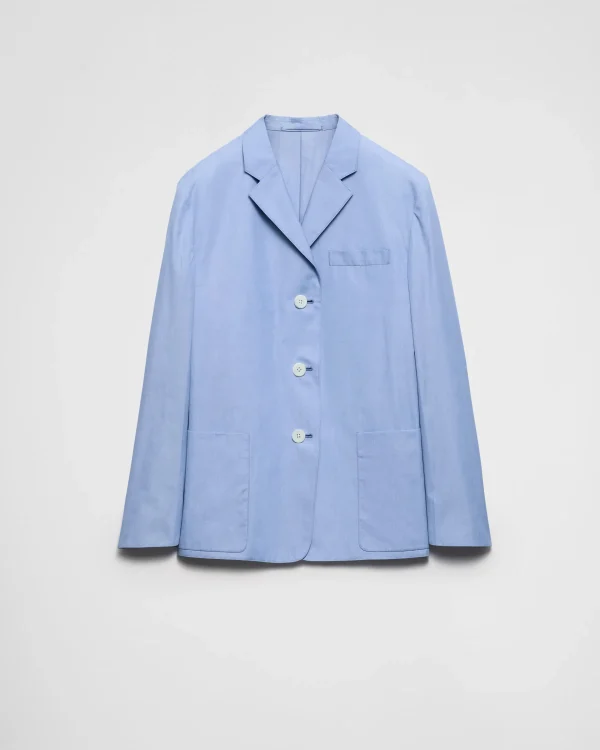 Jackets And Coats*Prada Fil-à-fil single-breasted jacket Sapphireblue