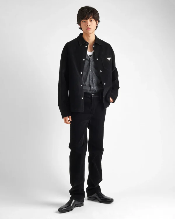 Denim*Prada Five-pocket velvet denim jeans Black