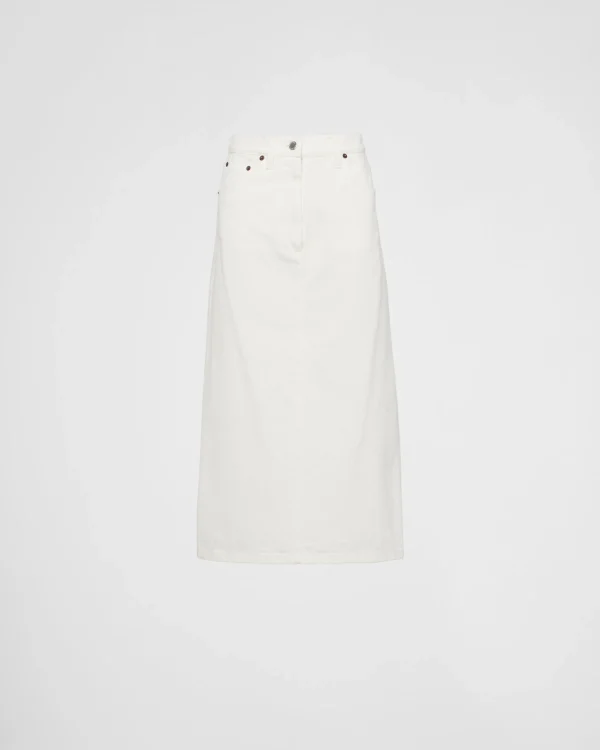 Denim*Prada Flared denim skirt White