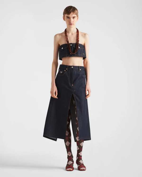 Denim*Prada Flared skirt in selvedge denim Navy