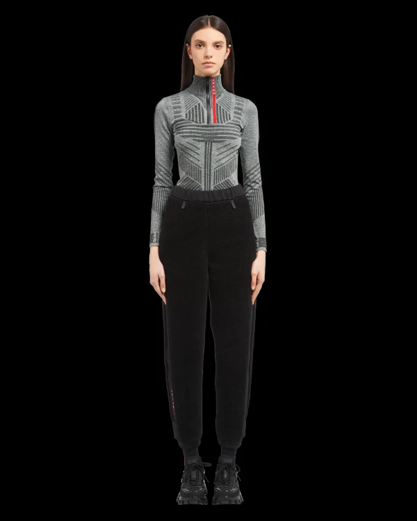 Women's Collection*Prada Fleece and recycled technical fabric joggers Black/black