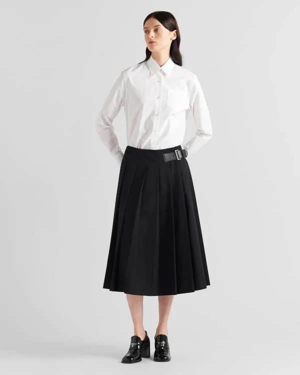 Skirts*Prada Gabardine midi skirt Black