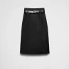 Skirts*Prada Gabardine skirt with leather belt Black