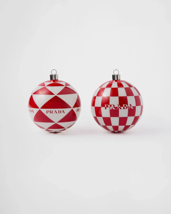 Games And Home Accessories*Prada Glass Christmas ornament set White/red