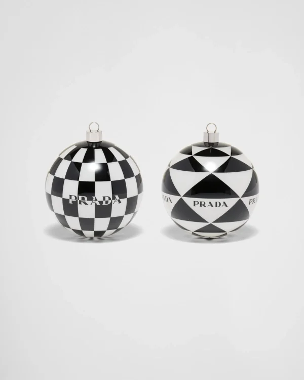 Games And Home Accessories*Prada Glass Christmas ornament set White/black