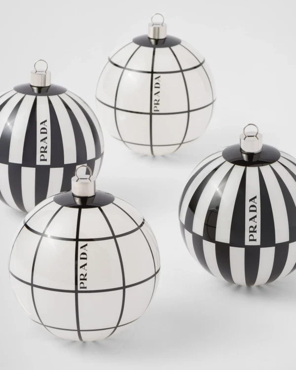 Games And Home Accessories*Prada Glass Christmas ornament set White/black