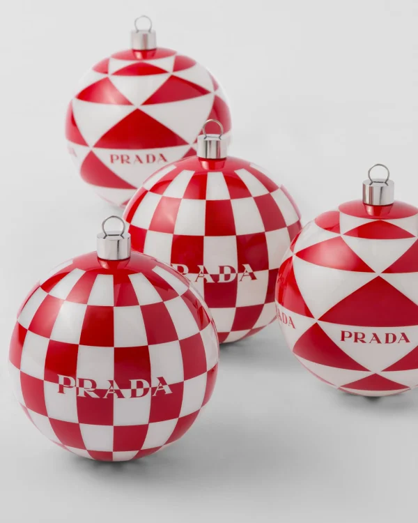 Games And Home Accessories*Prada Glass Christmas ornament set White/red