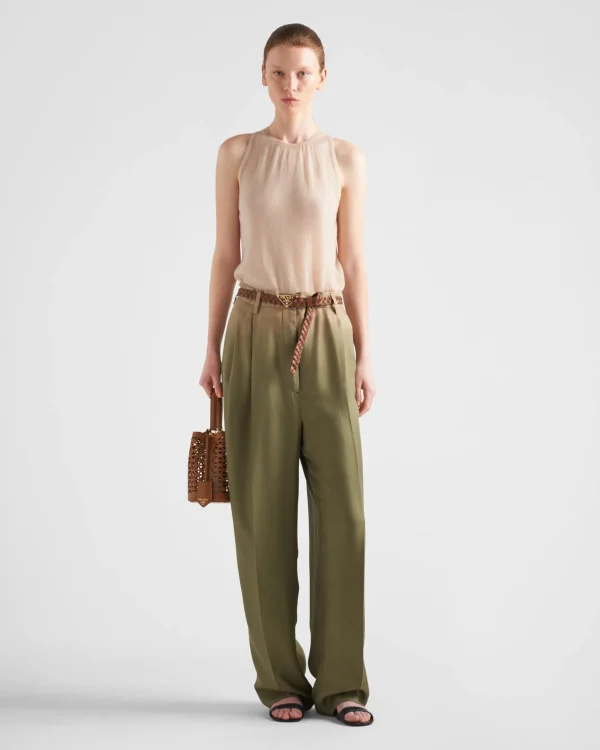 Trousers And Shorts*Prada Gradient twill pants Militarygreen