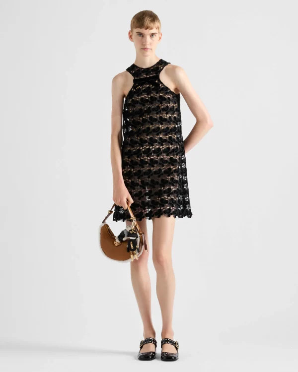 Dresses*Prada Guipure lace mini dress Black