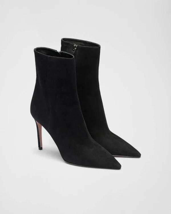 Ankle Boots And Boots*Prada High-heeled suede booties Black