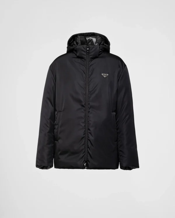 Outerwear*Prada Hooded Re-Nylon down jacket Black