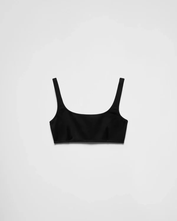 Swimwear*Prada Interlock fabric bikini top Black