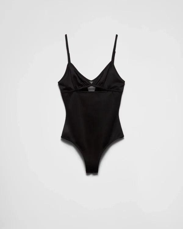 Swimwear*Prada Interlock fabric one-piece swimsuit Black