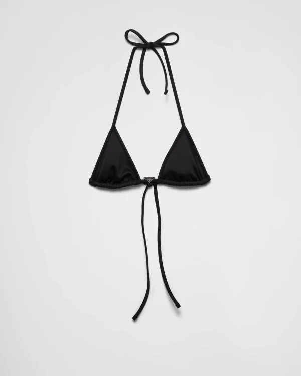 Swimwear*Prada Interlock fabric triangle bikini top Black