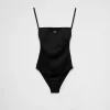 Swimwear*Prada Interlock knit one-piece swimsuit Black