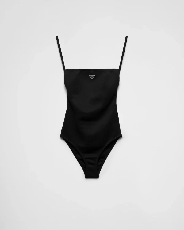 Swimwear*Prada Interlock knit one-piece swimsuit Black