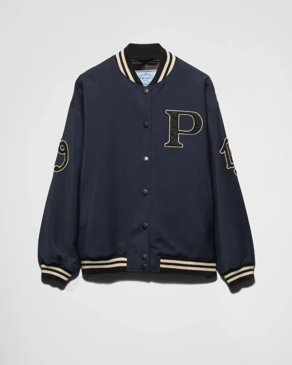 Jackets And Coats*Prada Kid mohair bomber jacket with patches Navy