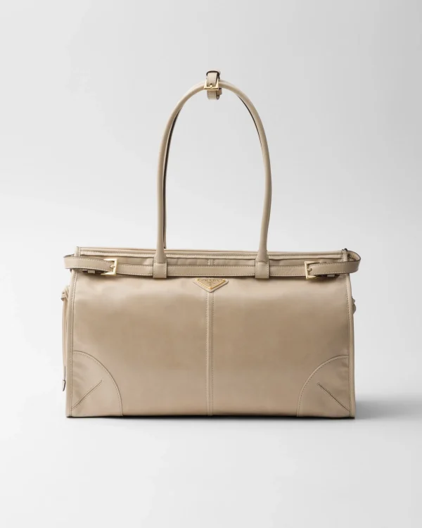 Top Handles | Top Handles*Prada Large leather handbag Travertine