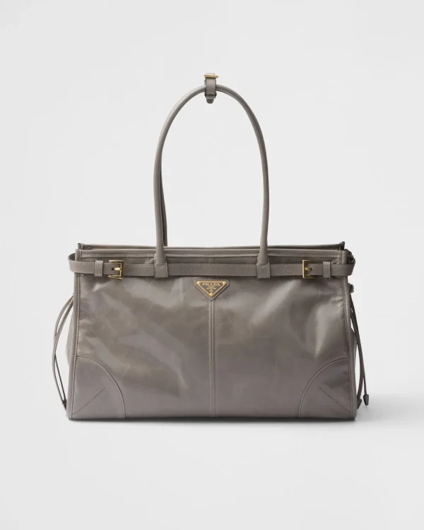 Top Handles | Top Handles*Prada Large leather handbag Pewter