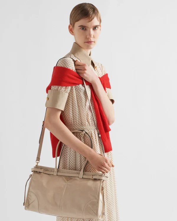 Top Handles | Top Handles*Prada Large leather handbag Travertine