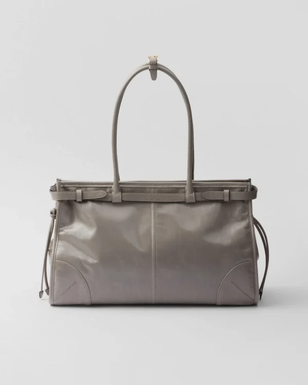 Top Handles | Top Handles*Prada Large leather handbag Pewter