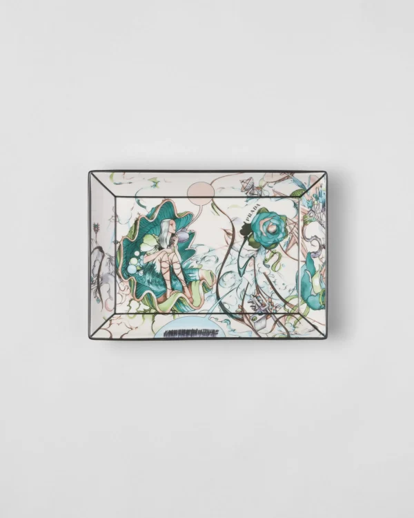 Scented Candles And Decorative Objects*Prada Large rectangular porcelain catchall tray - Florid Jadegreen