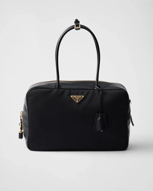 Top Handles | Top Handles*Prada Large Re-Nylon and leather top-handle bag with padlock Black