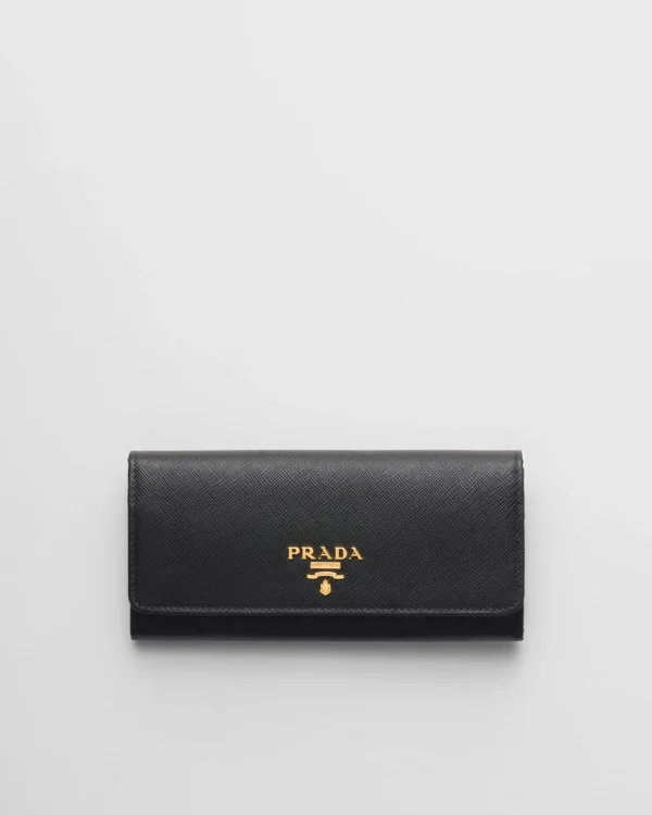 Large Wallets*Prada Large Saffiano Leather Wallet Black