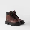 Boots*Prada Leather and Re-Nylon work boots Ebony