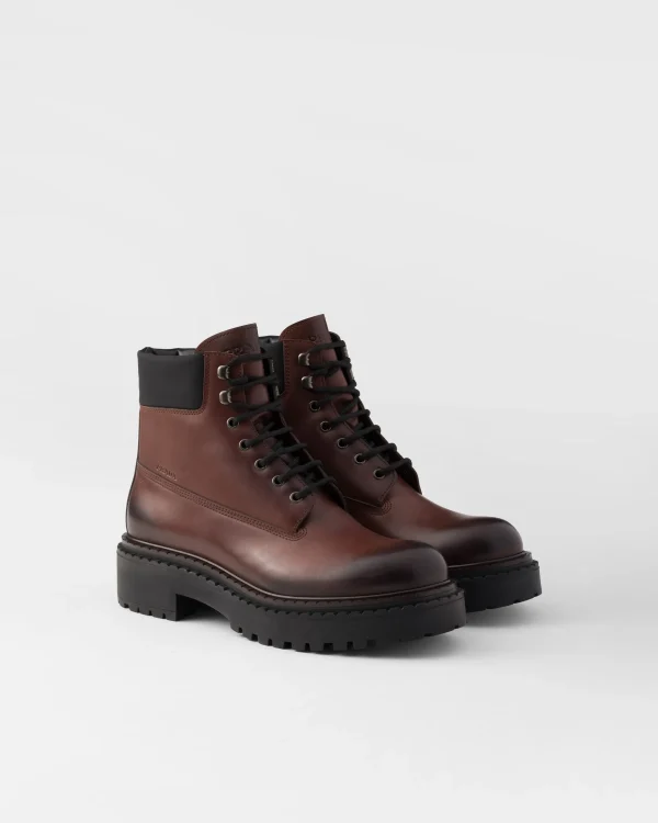 Boots*Prada Leather and Re-Nylon work boots Ebony