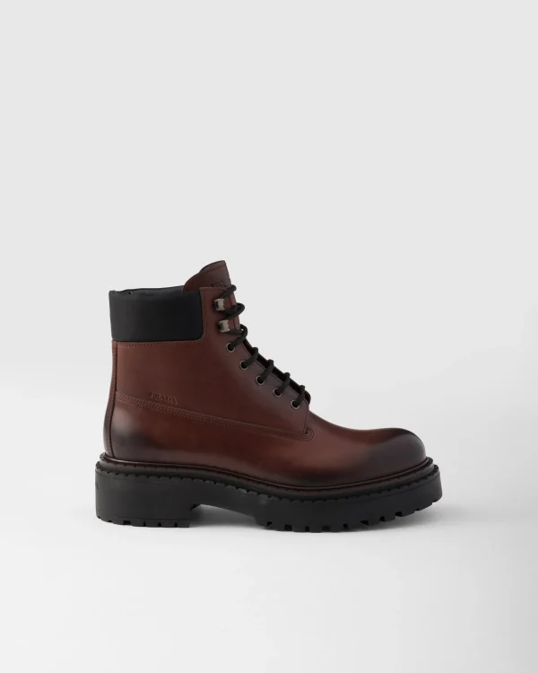 Boots*Prada Leather and Re-Nylon work boots Ebony