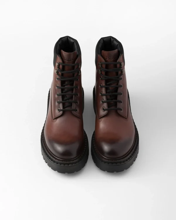 Boots*Prada Leather and Re-Nylon work boots Ebony