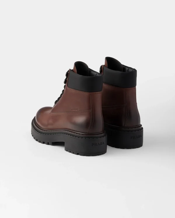 Boots*Prada Leather and Re-Nylon work boots Ebony