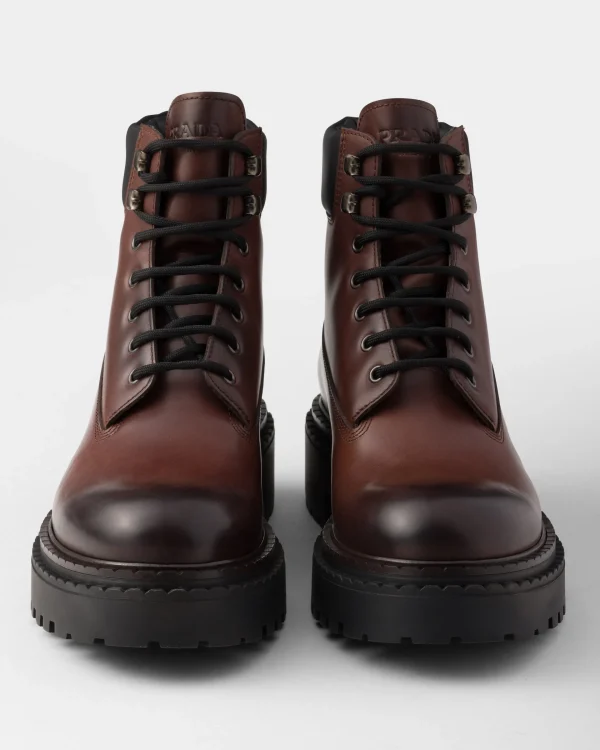 Boots*Prada Leather and Re-Nylon work boots Ebony