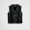 Leather Clothing*Prada Leather and shearling vest Black